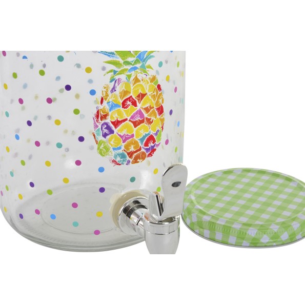 DISPENSADOR BEBIDAS CRISTAL METAL 15X15X25 PIÑA