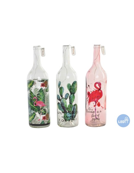 BOTELLA LED CRISTAL 12X46 15LEDS TROPICAL 3 SURT.