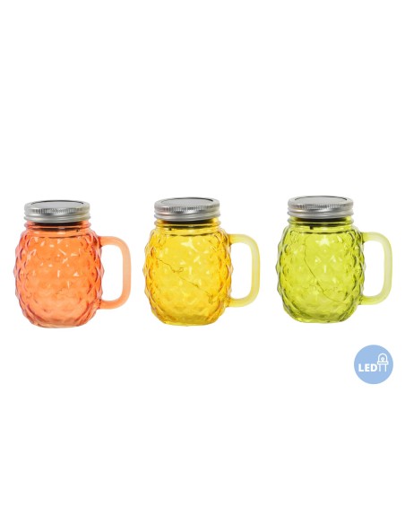 JARRA LED CRISTAL 13X10X13 5LEDS SOLAR 3 SURT.