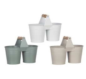 MACETERO METAL DOBLE COLORES 22x11cm / 8,2cm /10,6cm