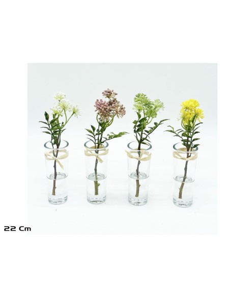 FLORERO SIMIL AGUA FLORECILLAS 22 CM (S)