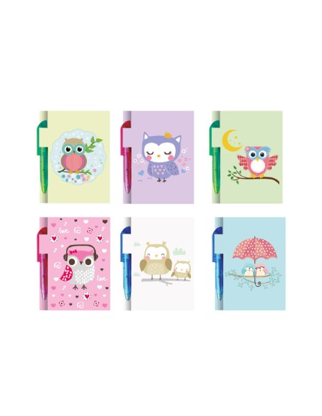 MINI LIBRETA BUHOS CON BOLIGRAFO