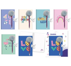 DIARIO C/ BOLIGRAFO POMPOM FRASES