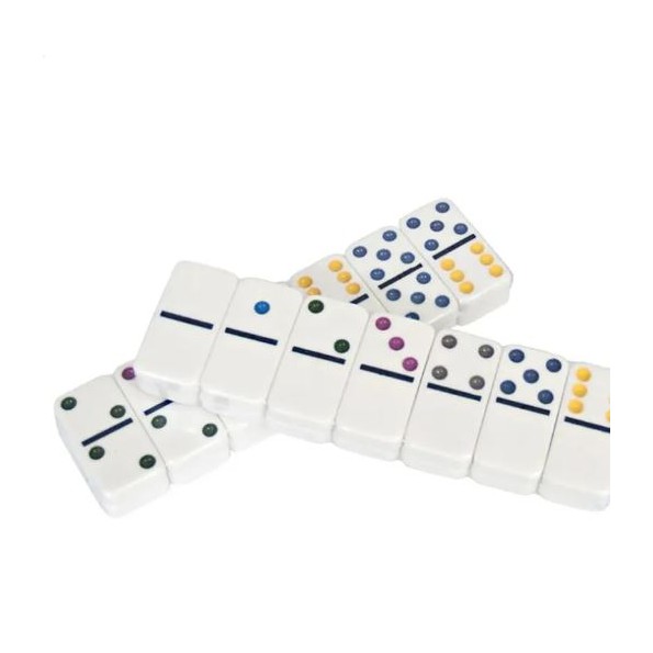 JUEGO DOMINÓ BLANCO PUNTOS COLOR 19X11.5