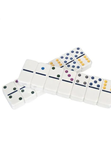 JUEGO DOMINÓ BLANCO PUNTOS COLOR 19X11.5