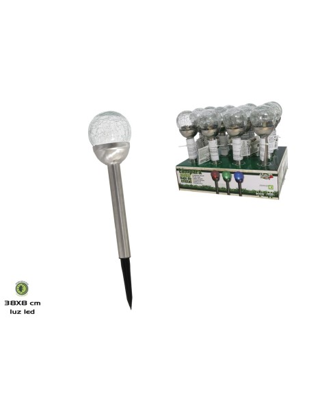 LAMPARA SOLAR ACERO CAMB/COLOR 1 LED 38X8