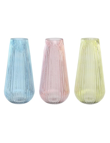 JARRON CRISTAL  COLORES VIBRANTES 10X10X20 3 SURT.