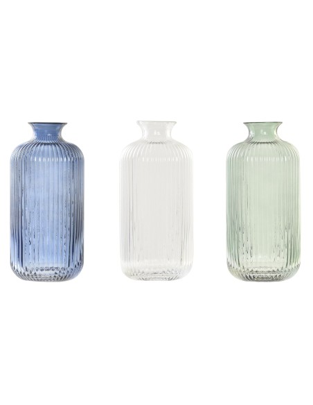 JARRON CRISTAL COLORES NEUTROS  9X9X21 3 SURT.