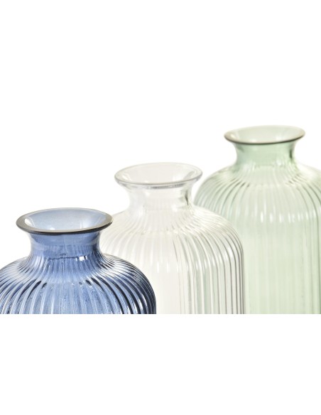 JARRON CRISTAL COLORES NEUTROS  9X9X21 3 SURT.