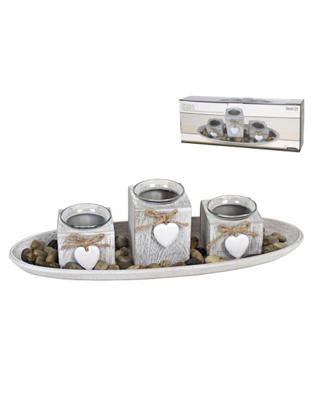 SET PORTAVELAS CORAZON X3  C/BAND OVAL