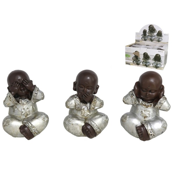 NIÑO BUDA SUERTE NOLU 12 CM 3 STD.-RESIN