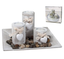 BANDEJA 23X23 CON PORTAVELAS CORAZON