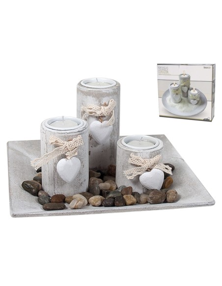 BANDEJA 23X23 CON PORTAVELAS CORAZON