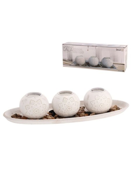 PORTAVELAS X3 LIRIO C/ BANDEJA -MDF