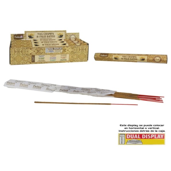 INCIENSO 15G 14 STICKS TULASI NAGCHAMPA PALO SANTO