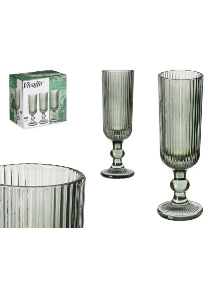 COPA CHAMPAGNE 160ML VERDE MUSGO RAYAS 1 UNIDAD