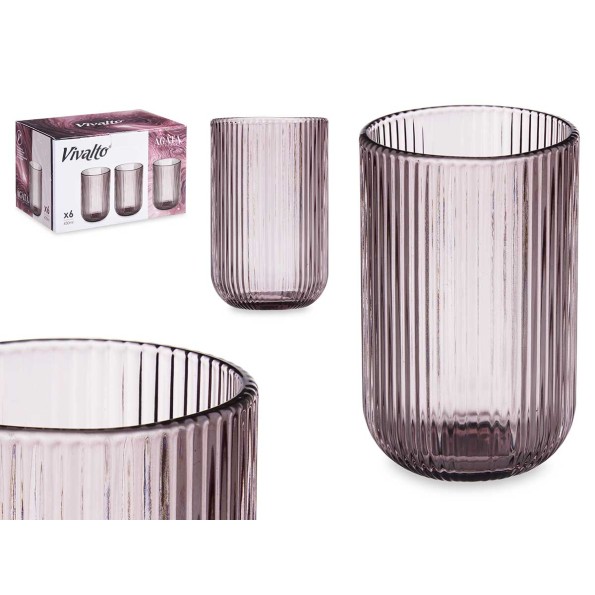 VASO ALTO 430ML ROSA RAYAS1 UNIDAD