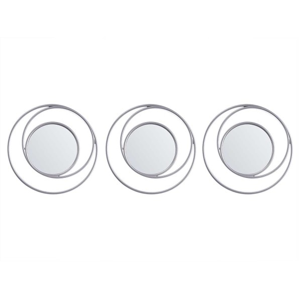 SET 3 ESPEJOS PLASTICO ABSTRACTO REDONDO PLATEADO