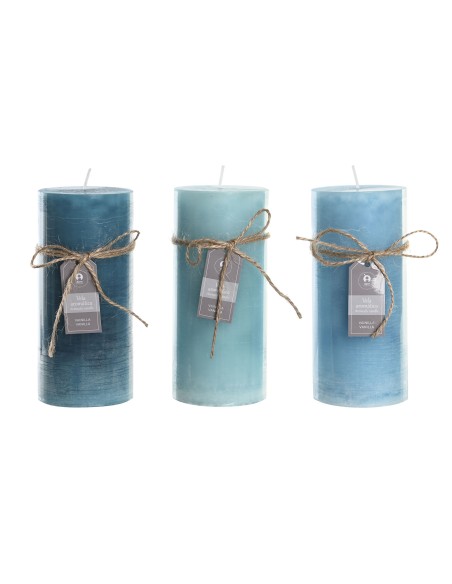 VELA CERA 6,5X6,5X15 450 GR,  AZUL 80 HORAS 3 SURT.