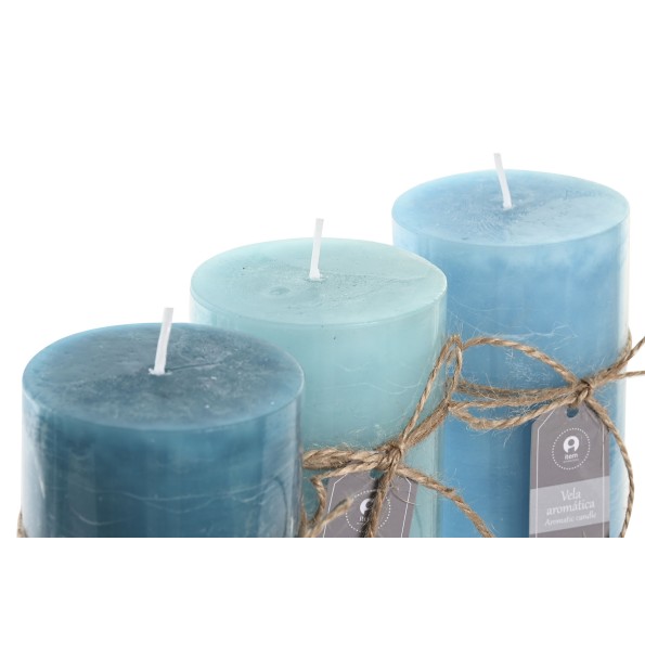 VELA CERA 6,5X6,5X15 450 GR,  AZUL 80 HORAS 3 SURT.