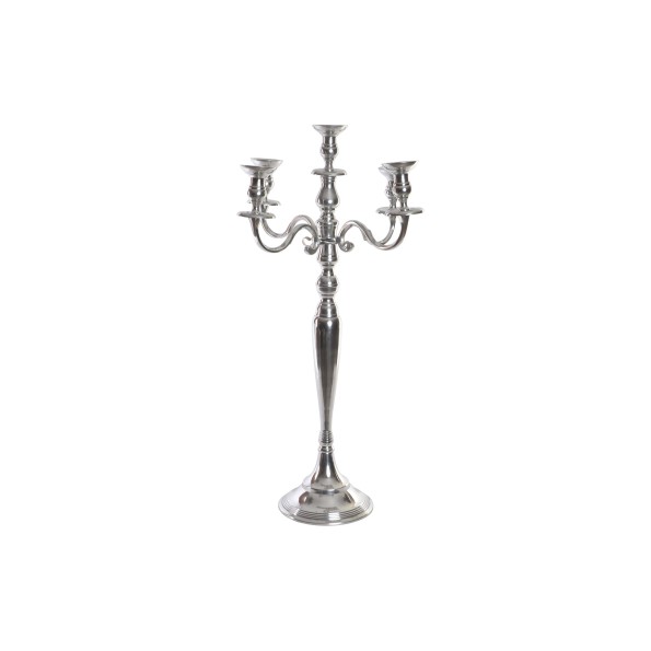 CANDELABRO ALUMINIO 42X42X70 5 VELAS CROMADO