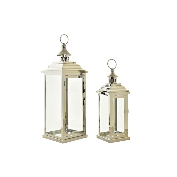 FAROLA SET 2 METAL CRISTAL 18X18X52 BRILLANTE