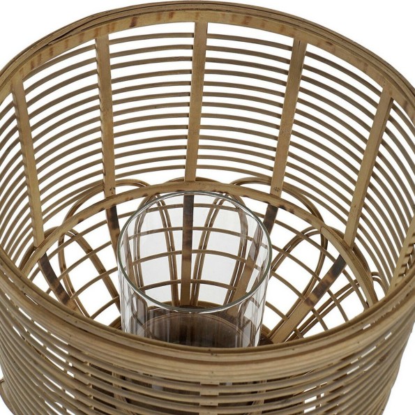 PORTAVELA RATAN CRISTAL 31X31X77 PIE NATURAL