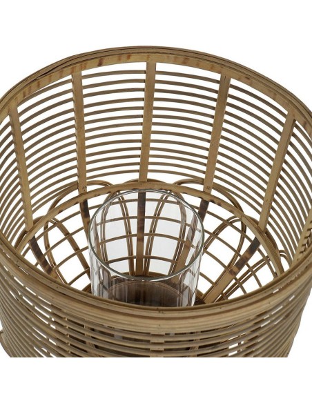 PORTAVELA RATAN CRISTAL 31X31X77 PIE NATURAL