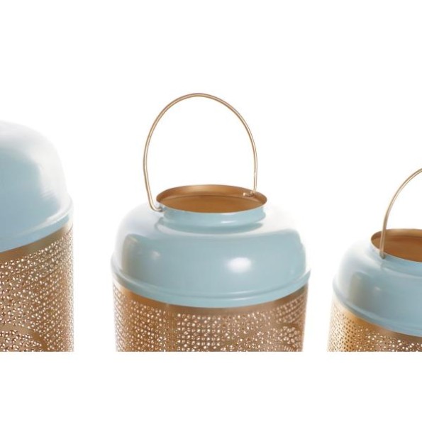 PORTAVELA SET 3 METAL 25X25X42 AZUL CELESTE