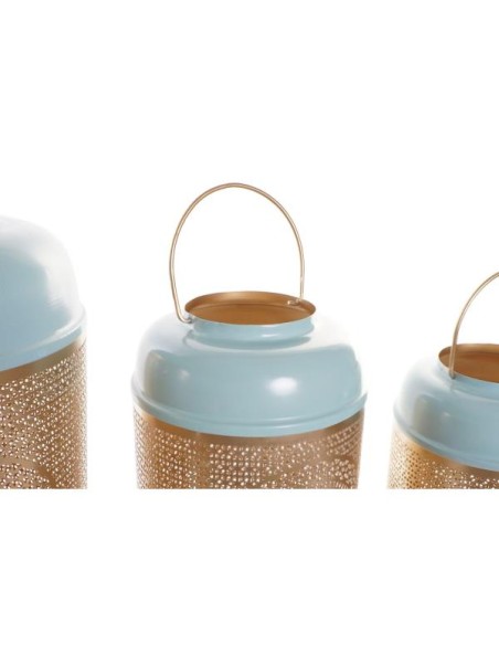 PORTAVELA SET 3 METAL 25X25X42 AZUL CELESTE