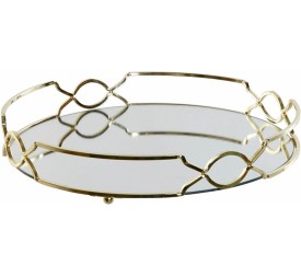 BANDEJA METAL ESPEJO 30X30X5 DORADO