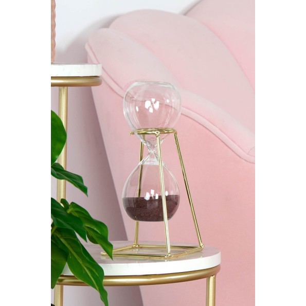 RELOJ DE ARENA METAL CRISTAL 8X8X19 DORADO