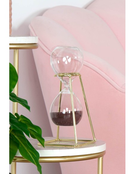RELOJ DE ARENA METAL CRISTAL 8X8X19 DORADO