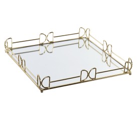 BANDEJA METAL ESPEJO 30X30X5 DORADO