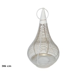 FAROL BLANCO Y ORO 19.5X19.5X36CM REKHA