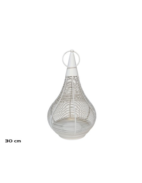 FAROL BLANCO Y ORO 17X17X30CM MANOJ