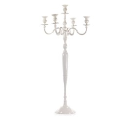 CANDELABRO DE ALUMINIO 5 BRAZOS  H60CM  BLANCO
