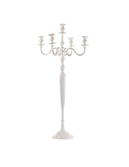 CANDELABRO DE ALUMINIO 5 BRAZOS  H60CM  BLANCO