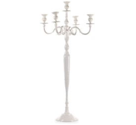 CANDELABRO DE ALUMINIO 5 BRAZOS  H75CM  ALUMINIO/BLANCO