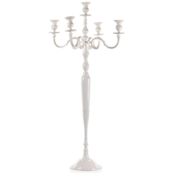 CANDELABRO DE ALUMINIO 5 BRAZOS  H75CM  ALUMINIO/BLANCO