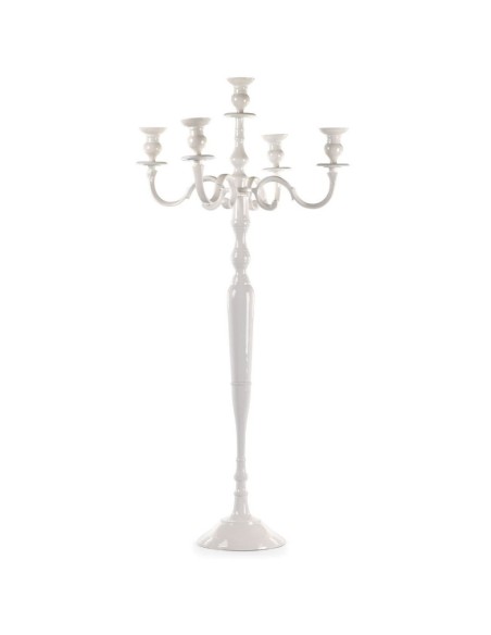 CANDELABRO DE ALUMINIO 5 BRAZOS  H75CM  ALUMINIO/BLANCO