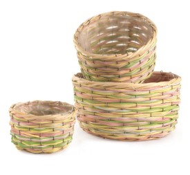 SET 3 MACETEROS REDONDOS MULTICOLOR  P.D.16H10 GR.D.28H14