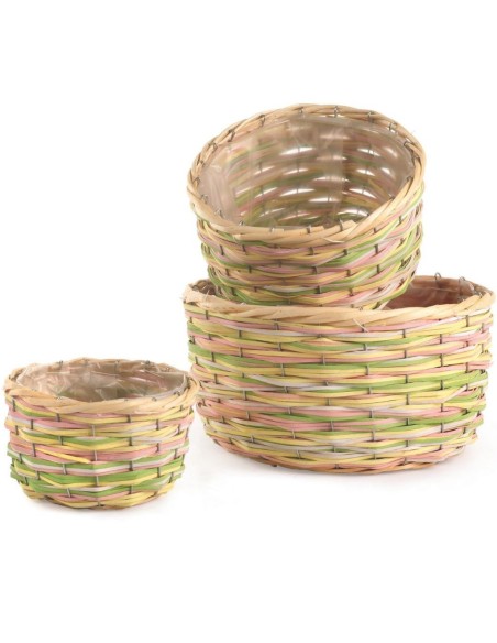 SET 3 MACETEROS REDONDOS MULTICOLOR  P.D.16H10 GR.D.28H14