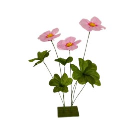 FLOR ROSA CON TRÉBOLES PAPEL  D20 H80