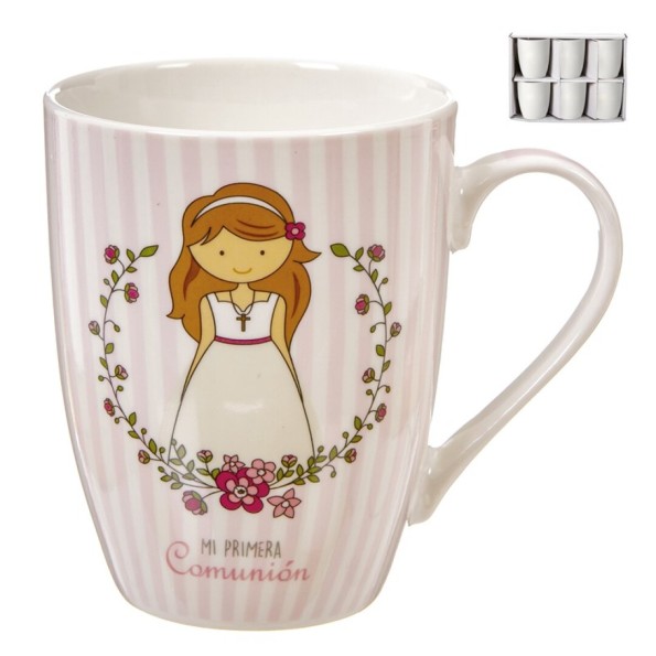 MUG 300 ml COMUNION CHICA RAYAS