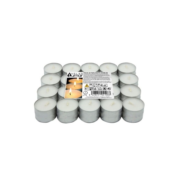 PACK 20 TEALIGHTS DOBLE 7 h.