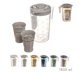 JARRA PLASTICO ITALIA CON 2 VASOS 1,8L