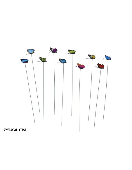 SET 10 PINCHOS JARDIN MARIPOSA 25X4CM COLORES SURT
