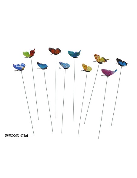 SET 10 PINCHOS JARDIN MARIPOSA 25X6CM COLORES SURT SET 10 PINCHOS JARDIN MARIPOSA 25X6CM COLORES SURT