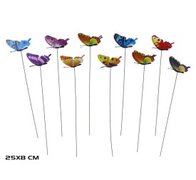 SET 10 PINCHOS JARDIN MARIPOSA 25X8CM COLORES SURT